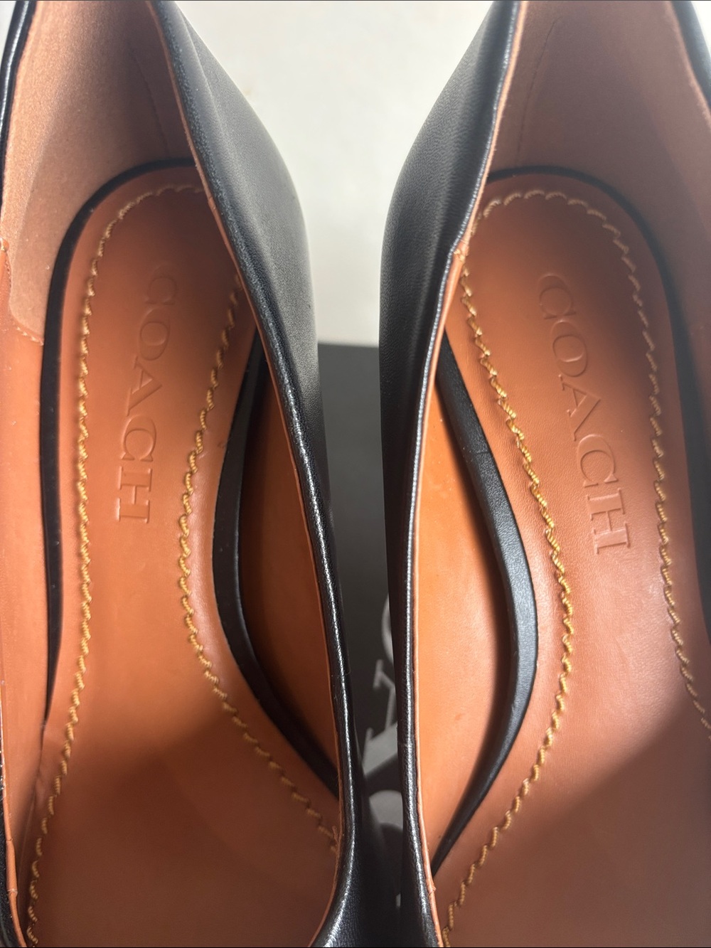 COACH Black Leather Pointed-Toe Pumps - Picture 7 of 12